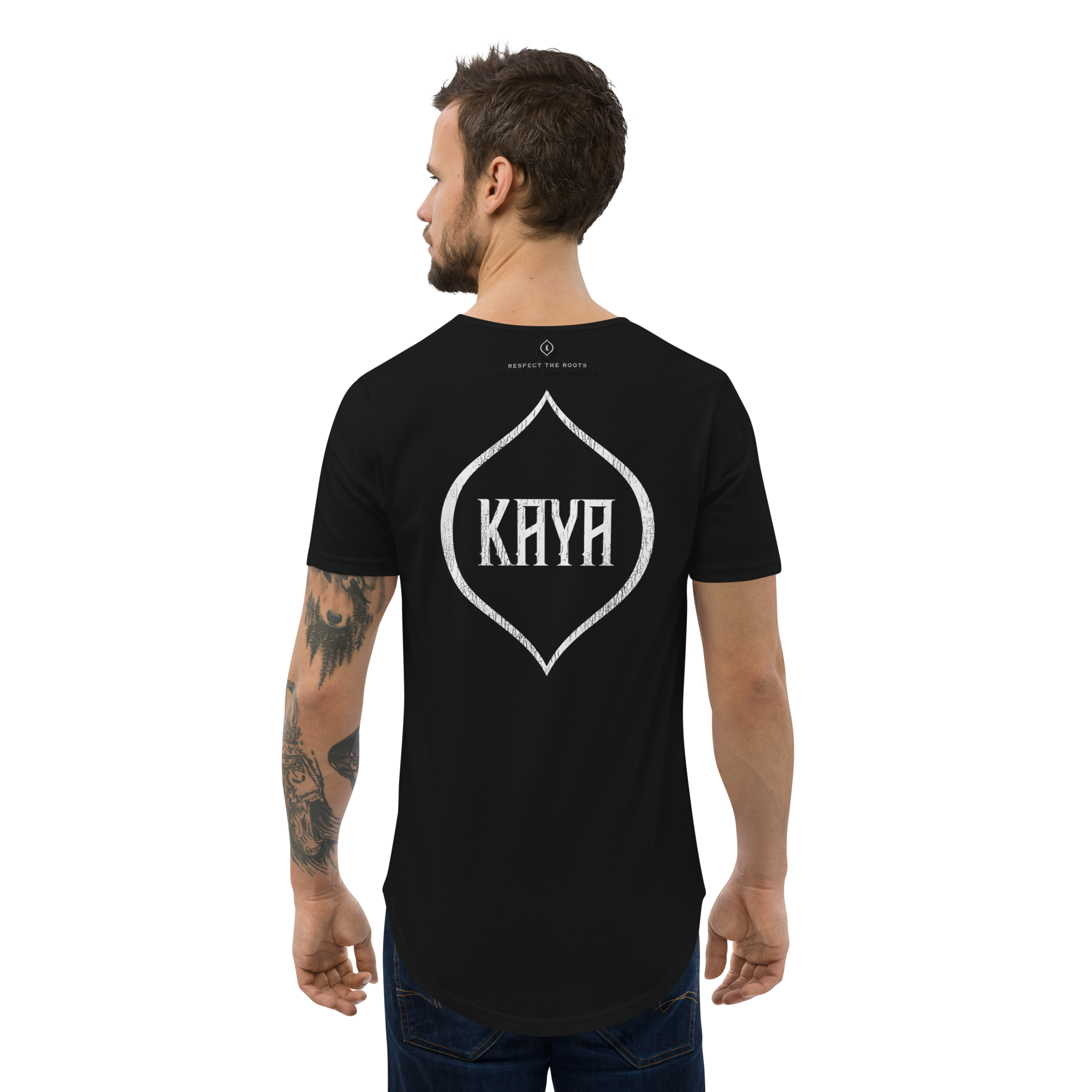 Men's Curved Hem T-Shirt Kaya with Seed White