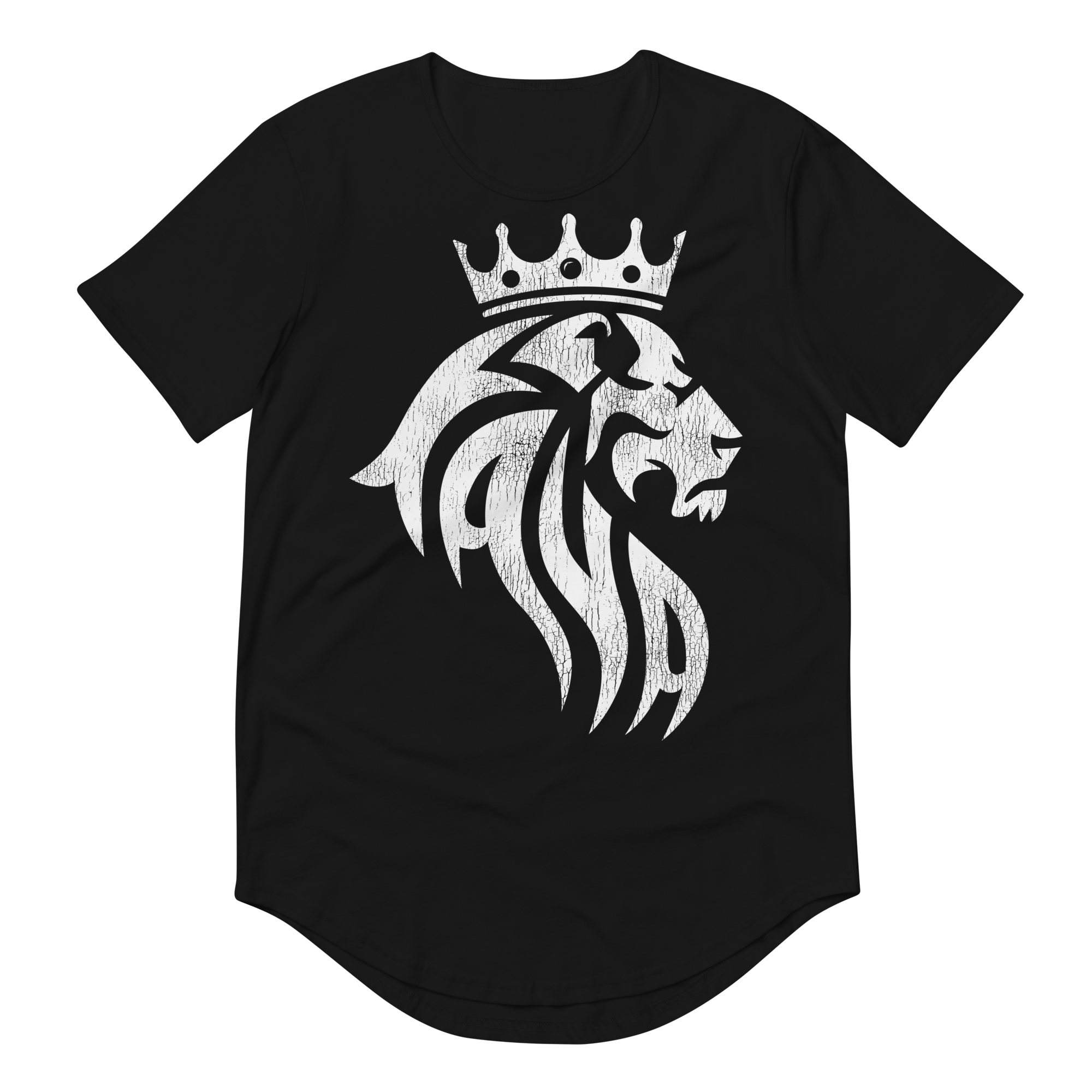 Men's Curved Hem T-Shirt Kaya Lion White Collection