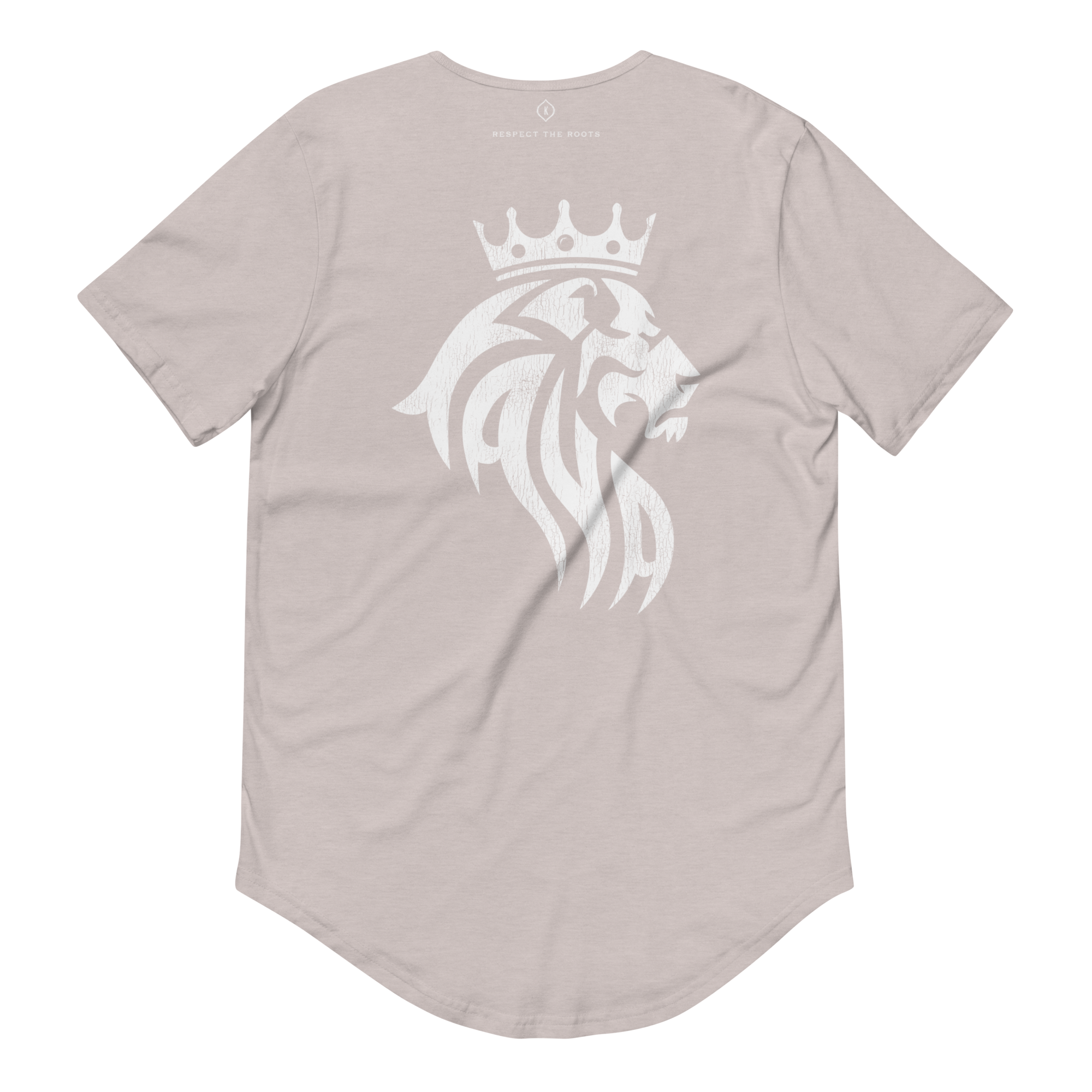 Men's Curved Hem T-Shirt Kaya White Lion on Back