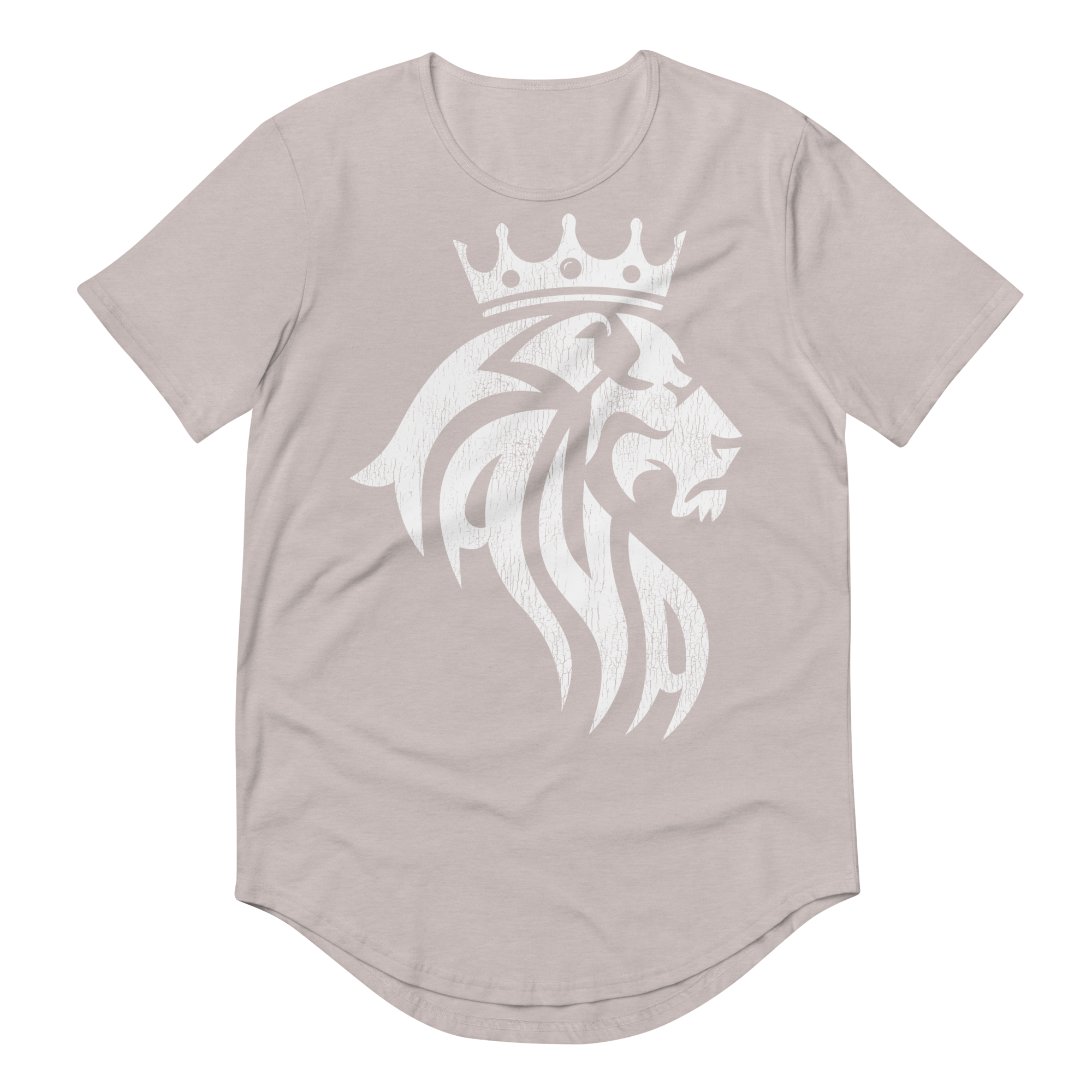 Men's Curved Hem T-Shirt Kaya Lion White Collection